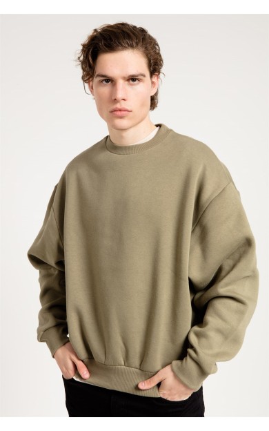 JAHR MARC Basic Oversize Haki Erkek Sweatshirt