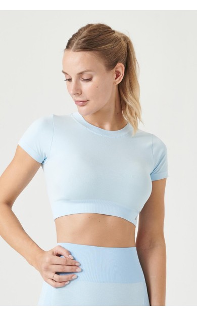 Jerf Captiva Yumuşak Dokulu &amp; Esnek Crop Top Mavi