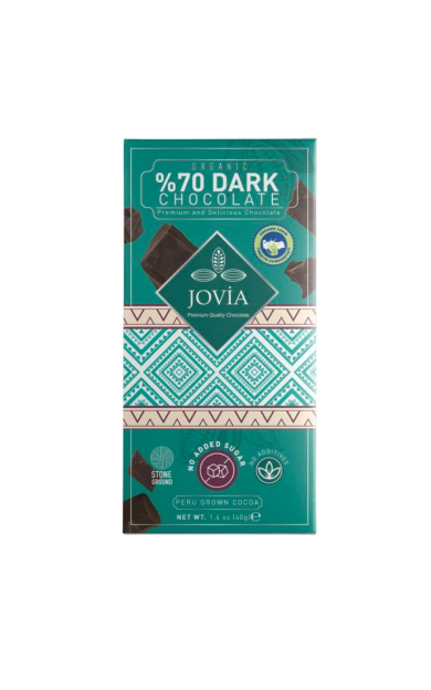 JOVIA Organik %70 Bitter Şekersiz Çikolata 40g