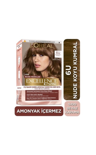 L'Oréal Paris Excellence Creme Nude Renkler Saç Boyası - 6U Nude Koyu Kumral