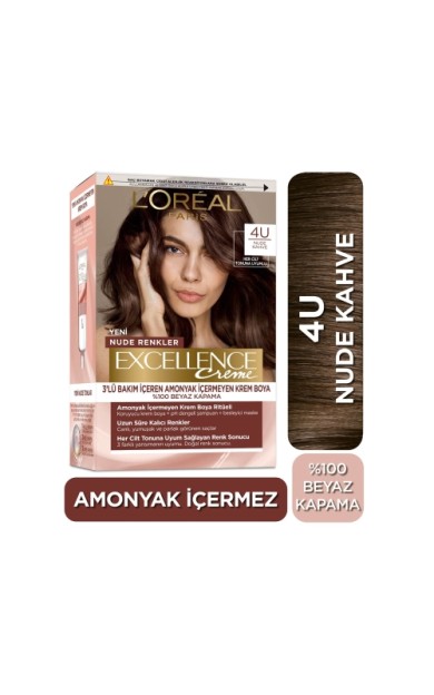 L'Oréal Paris Excellence Creme Nude Renkler Saç Boyası - 4U Nude Kahve