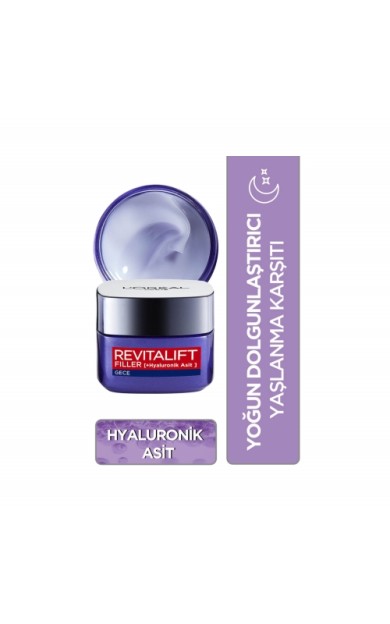 L'Oréal Paris Revitalift Filler Yoğun Dolgunlaştırıcı Yaşlanma Karşıtı Gece Kremi 50 Ml - Hyaluronik Asit