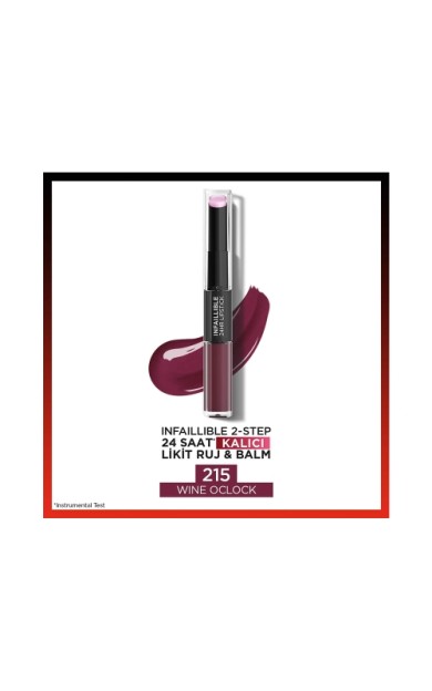 L'Oréal Paris Infaillible 2-Step 24 Saat Kalıcı Likit Ruj &amp; Balm - 215 Wine Oclock