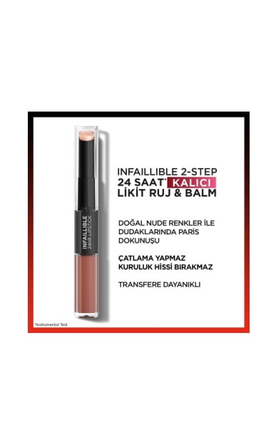 L'Oréal Paris Infaillible 2-Step 24 Saat Kalıcı Likit Ruj &amp; Balm - 101 Everlasting Paris