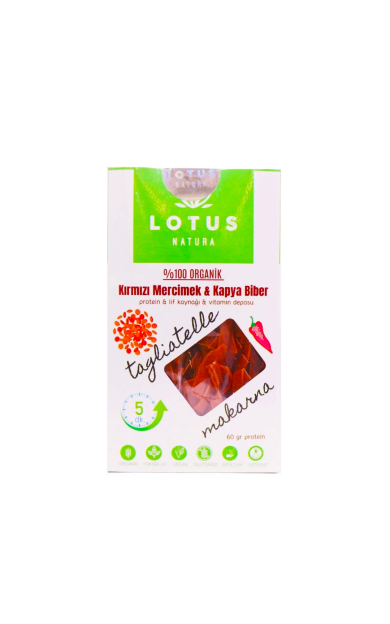 LOTUS NATURA Kırmızı Mercimek &amp; Kapya Biber Tagliatelle Makarna 200g