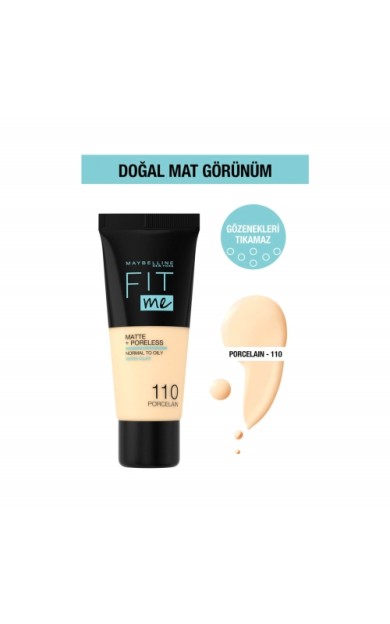 Maybelline New York Fit Me Matte+Poreless Fondöten 110 Porcelain