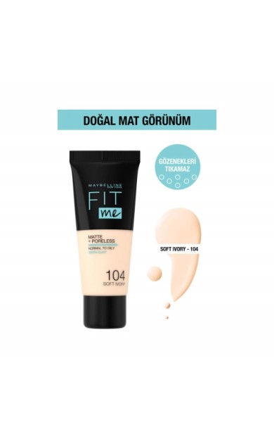 Maybelline New York Fit Me Matte Poreless Fondöten 104 Soft Ivory