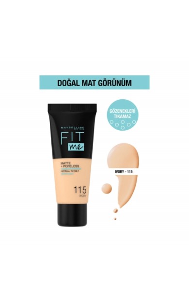 Maybelline New York Fit Me Matte+Poreless Fondöten 115 Ivory