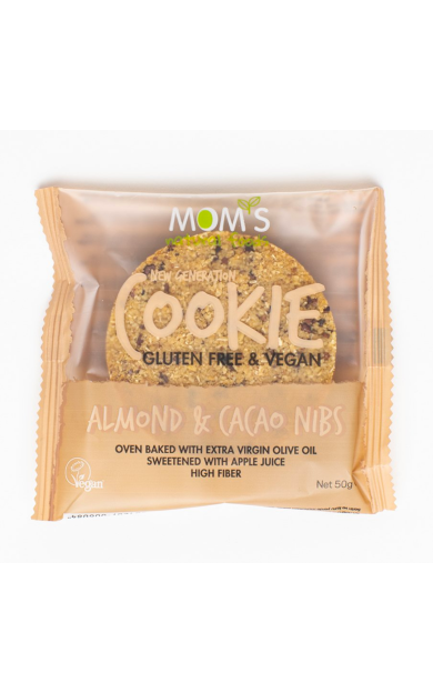 MOM'S NATURAL FOODS Almond &amp; Cacao Nibs Gluten Free Cookie 50g