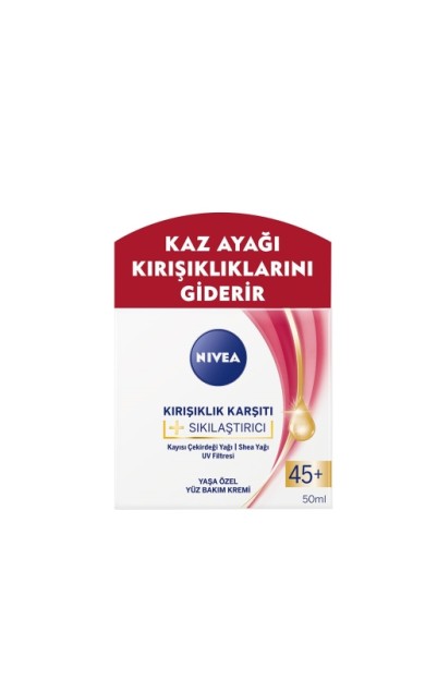 Nivea Kırışıklık Karşıtı + Sıkılaştırıcı 45+ Yaşa Özel Yüz Bakım Kremi 50 Ml