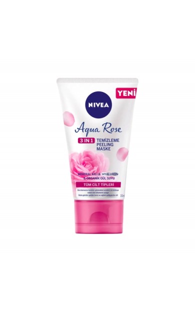 Nivea Aqua Rose Organik Gül Suyu İçeren 3'ü 1 Arada Temizleme, Peeling ve Maske 150 Ml