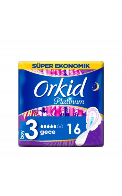 Orkid Platinum Hijyenik Ped Gece Süper Ekonomik Paket 16 Ped