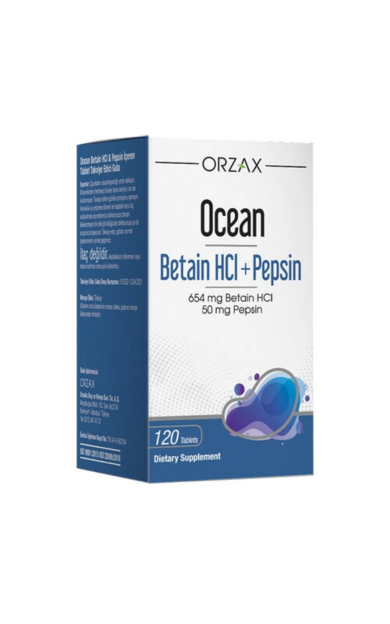 ORZAX Ocean Betain HCI+ Pepsin Takviye Edici Gıda 120 Tablet