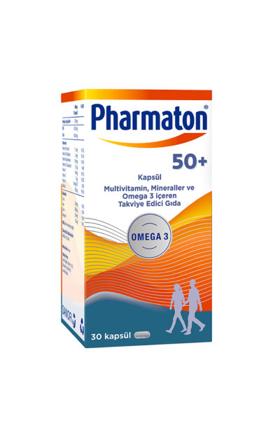 PHARMATON 50+ Plus Omega-3, 8 Vitamin ve 4 mineral içeren Takviye Edici Gıda 30 Kapsül