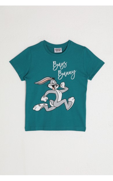 Looney Tunes L1582-2 Erkek Çocuk T-Shirt Ördek Yeşili Ördek Yeşili