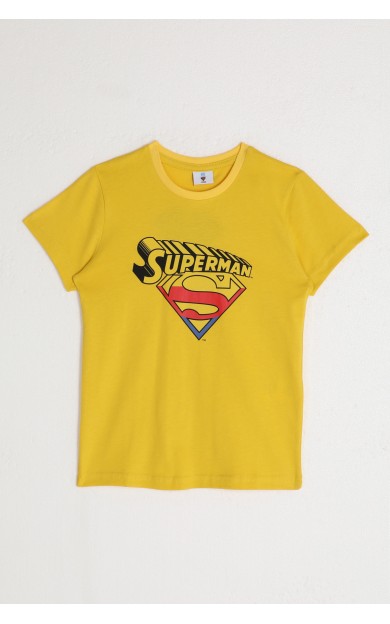 SuperMan L1581-2 Erkek Çocuk T-Shirt Açık Sarı Açık Sarı