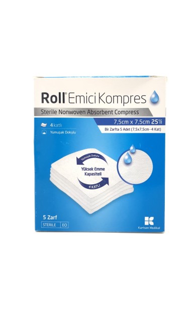 Roll Emici Gaz Kompres 7.5 x 7.5 cm 25 Adet