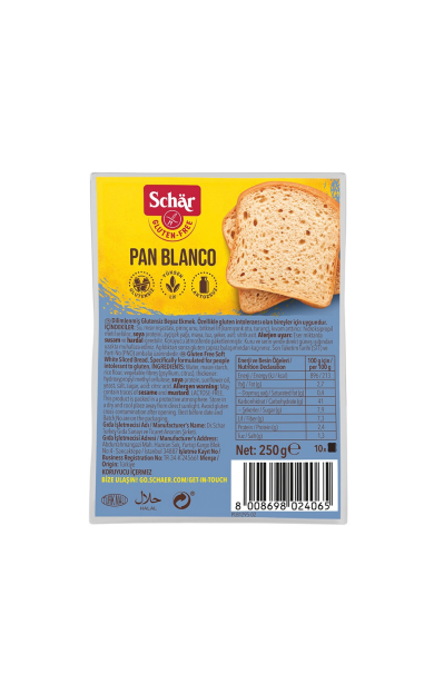 SCHAR Pan Blanco Glutensiz Dilimli Ekmek 250 g