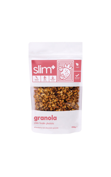 SLİMPLUS Çikolata Çilek Fındık Glutensiz İlave Şekersiz Vegan Granola 250g