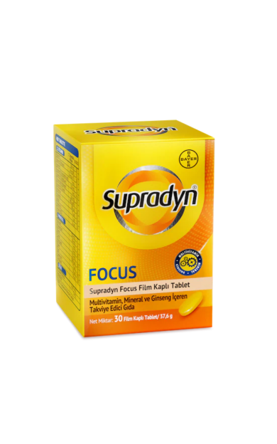 SUPRADYN Focus 12 Vitamin, 9 Mineral, Ginseng ve Polifenol İçeren Takviye Edici Gıda 30 Tablet