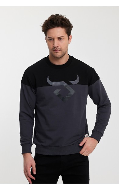 Twobull HELSİNKİ Erkek Sweatshirt Siyah / Füme