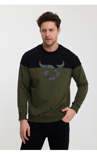 Twobull HELSİNKİ Erkek Sweatshirt Siyah / Haki