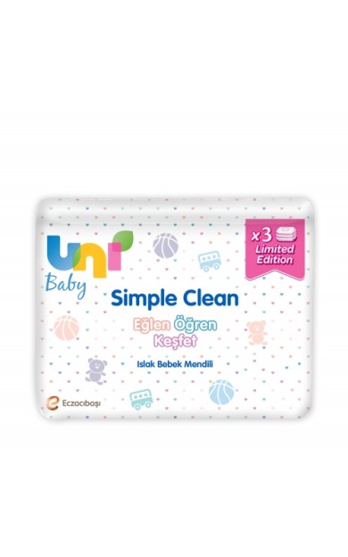 Uni Baby Simple Clean Islak Bebek Mendili 3'lü (52x3)