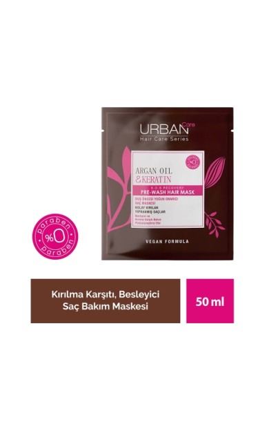 Urban Care Argan Oil & Keratin Besleyici ve Kırılma Karşıtı Duş Öncesi Saç Bakım Maskesi 50 Ml