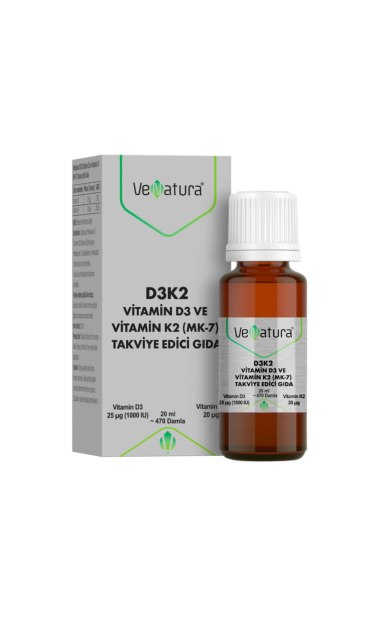 VENATURA Vitamin D3 Ve K2 (Menaquinon 7) Takviye Edici Gıda 20 ml