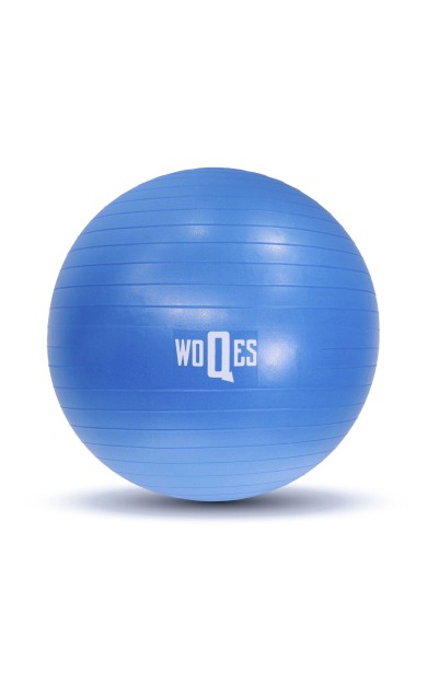 WOQES 65cm Pilates Topu Yüksek Kalite PVC Şişirme Pompası Hediyeli Mavi