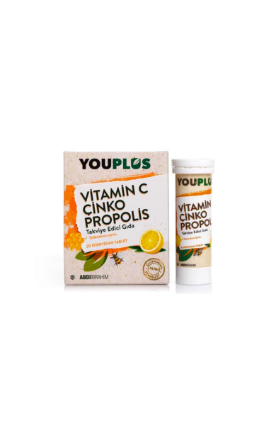 YOUPLUS C Vitamini Çinko Propolis Efervesan 20 Tablet