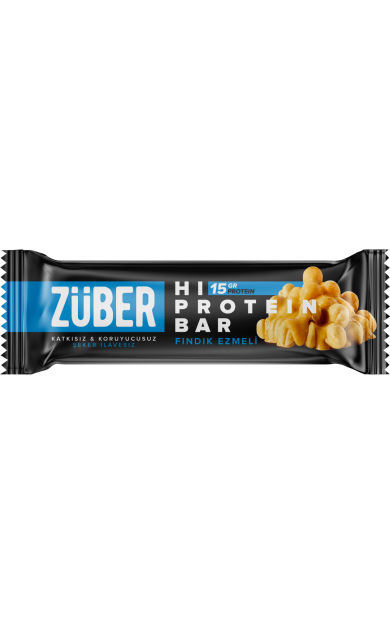 ZÜBER Fındık Ezmeli Yüksek Protein Bar 45g