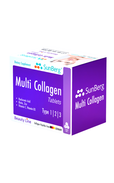 Sunberg Multi Kolajen Tip 1, 2, 3, Hyaluronik Asit, Biotin, Çinko 60 Tablet