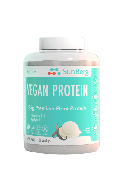 Sunberg Vegan Protein Vanilya Aromalı-30 porsiyon (25 g Bezelye ve Pirinç Proteini)